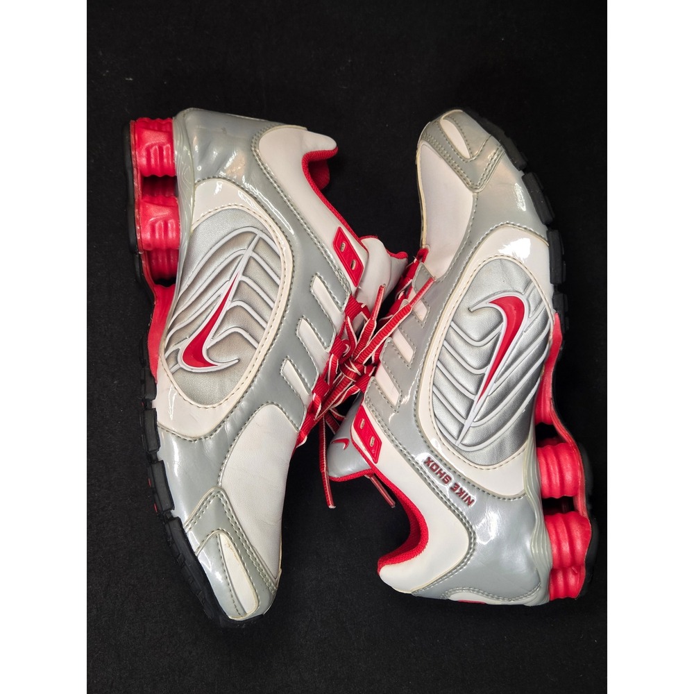 Nike Shox Turbo 13 Metallic Silver Red Running Shoes 356918-169 Womens 7.5